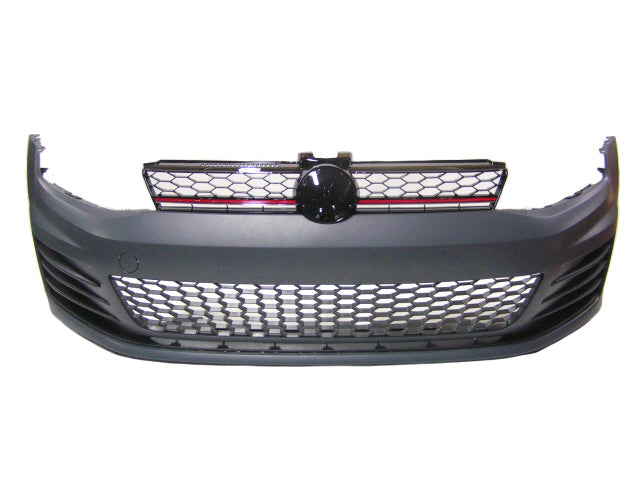 2013-2017 VolksWagen MK7 Golf GTI Front Bumper GTI STYLE NO PDC w/ LED FOG, Red Grille