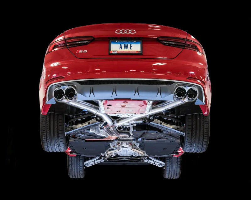 AWE Track Edition Exhaust for Audi B9 S5 Sportback - Non-Resonated - Chrome Silver 102mm Tips (3010-42068)