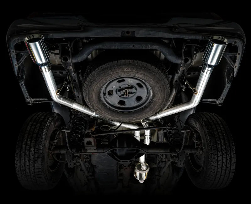 AWE 0FG Dual Rear Exit Catback Exhaust for 4th Gen RAM 1500 5.7L (without bumper cutouts) - Chrome Silver Tips (3015-32101)