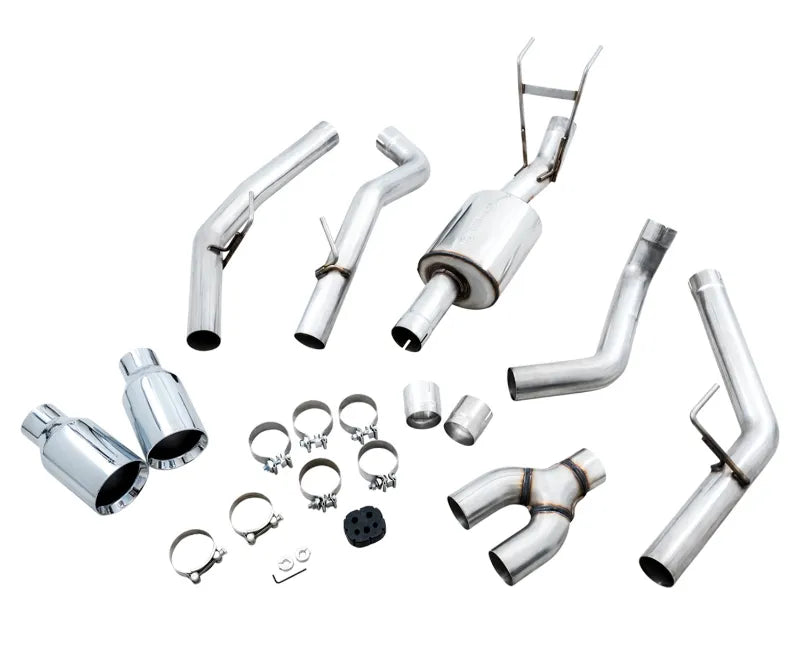 AWE 0FG Dual Rear Exit Catback Exhaust for 4th Gen RAM 1500 5.7L (without bumper cutouts) - Chrome Silver Tips (3015-32101)