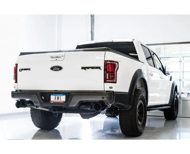 AWE 0FG Exhaust for Gen 2 Ford Raptor (Resonated Performance Cat-back) - Diamond Black 5" Tips (3015-33106)