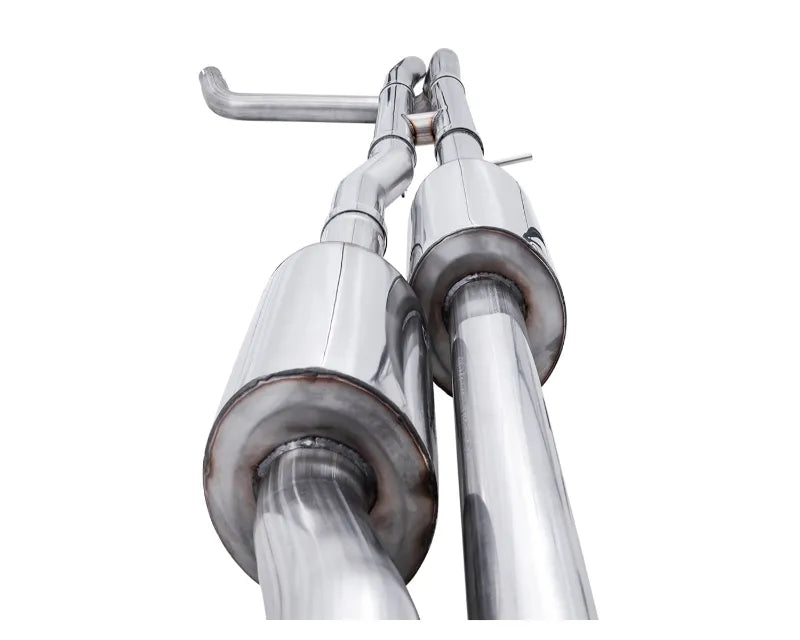 AWE 0FG Catback Split Rear Exit Exhaust for 4th Gen Silverado/Sierra 1500 6.2L (With Bumper Cutouts) - Quad Chrome Silver Tips (3015-42203)