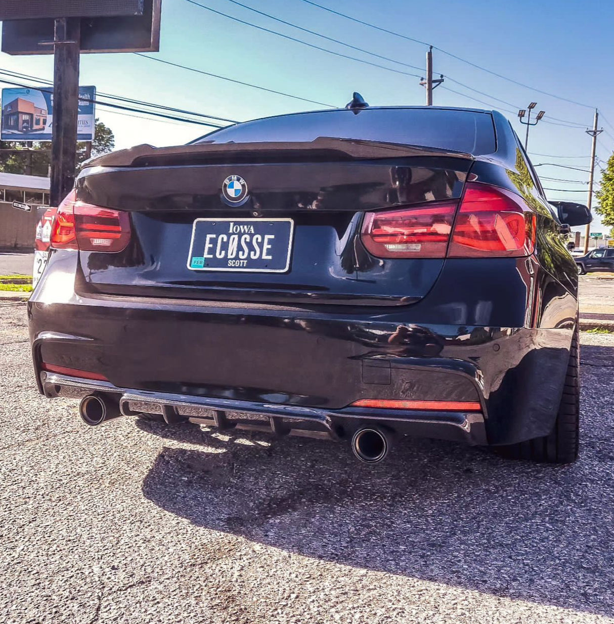 F30 M Performance Carbon Fiber Rear Diffuser (2 Tips) - BMW F30 3-Series - MidWest Bimmer Supply