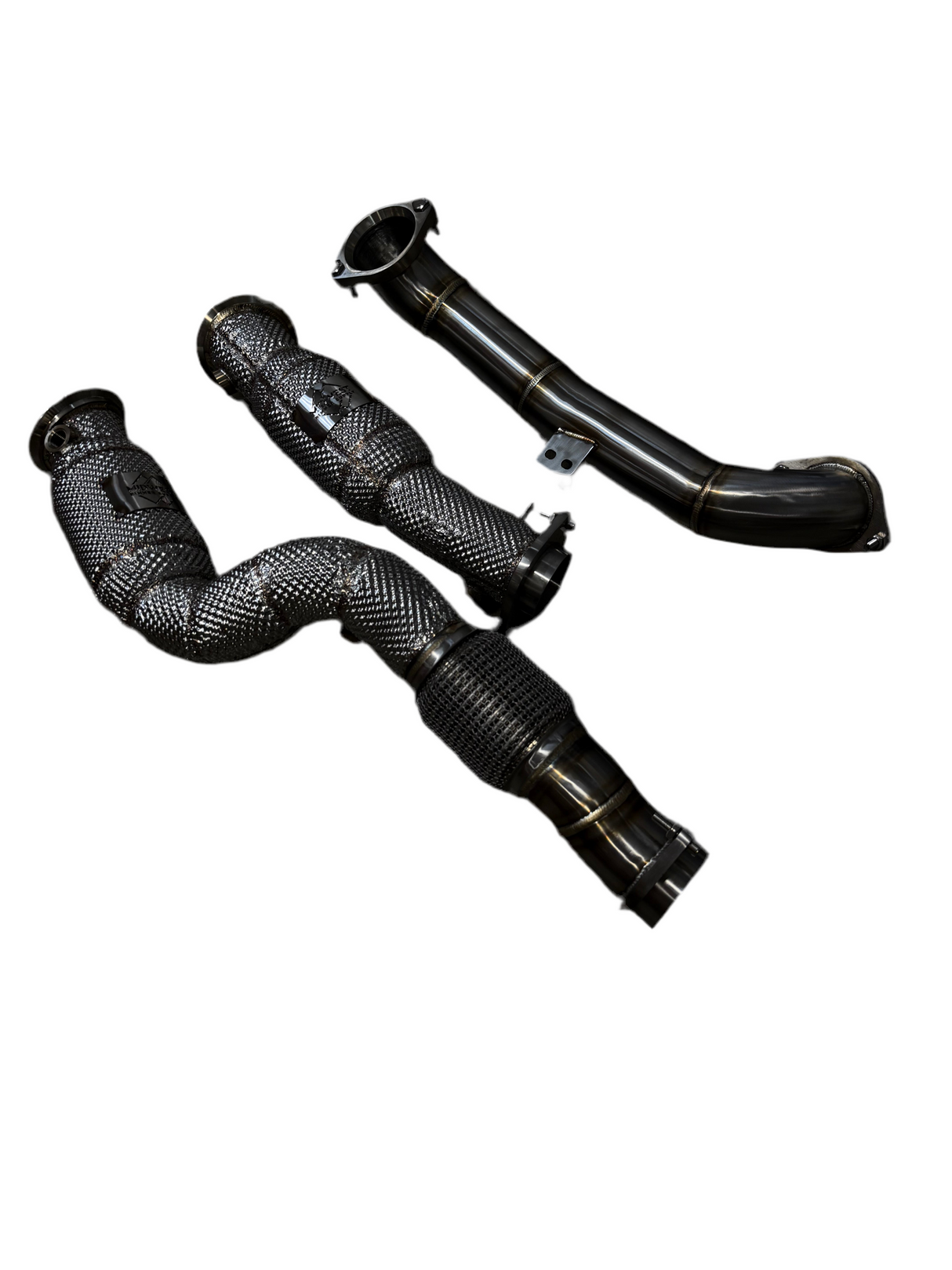 MBS G8X S58 Heatshield Resonated Downpipes w/ Crossover Pipe - G80 M3 G82 G83 M4