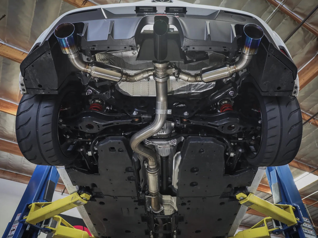 aFe Power Gemini XV 3 IN to 2-1/2 IN 304 Stainless Steel Cat-Back Exhaust System w/ Cut-Out Carbon Fiber | 2023+ Toyota GR Corolla (49-36067-C)