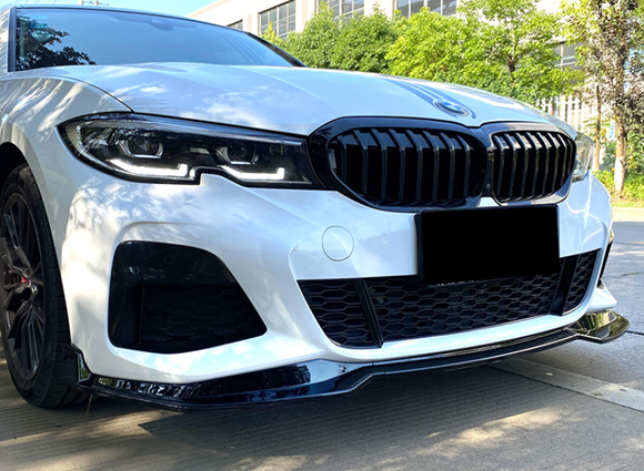 G20 Pre LCI Gloss Black M Performance Style Front Lip 3pc - G20 3-Series Pre LCI M Sport