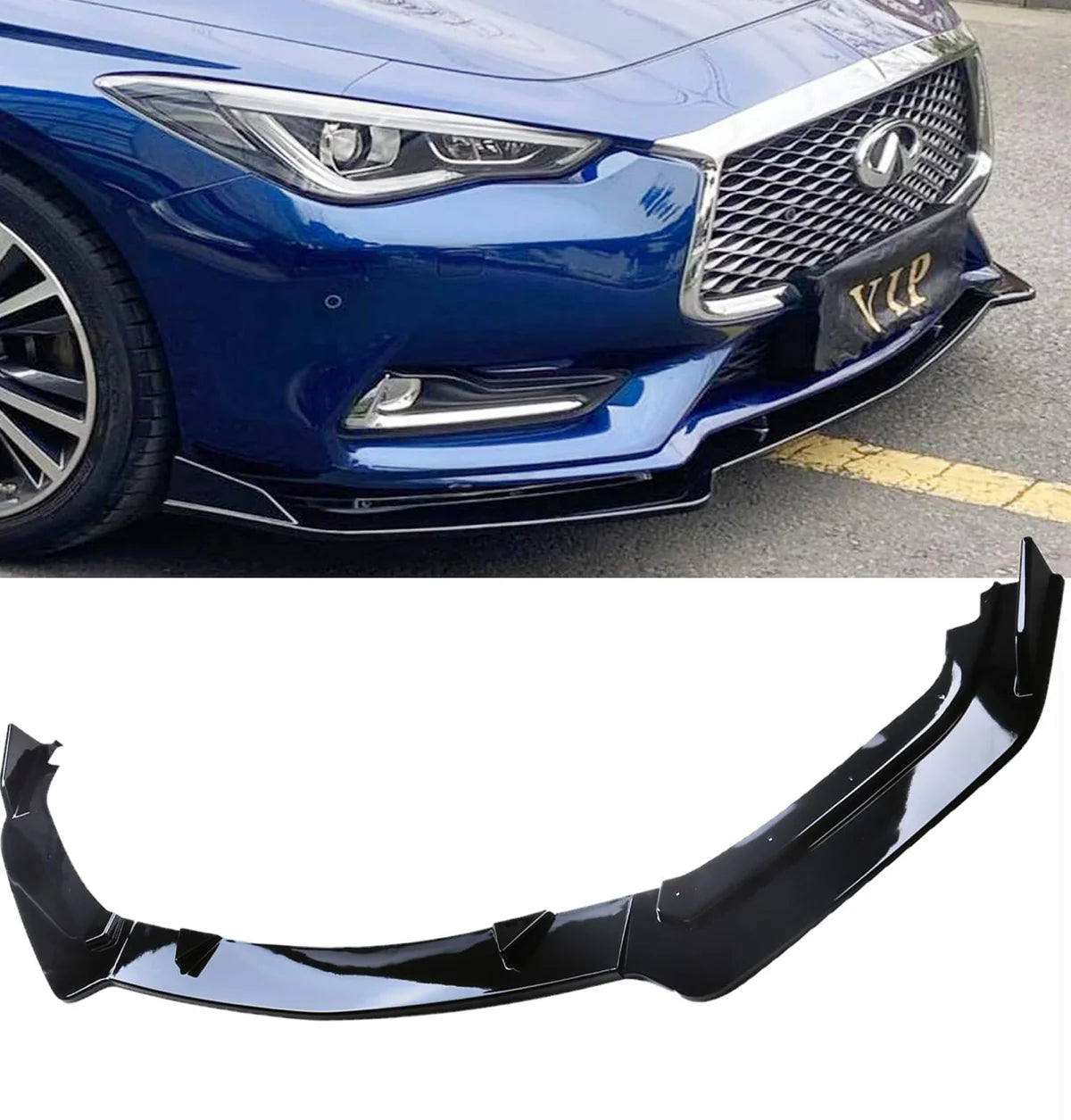 2017-2022 Q60 Gloss Black V2 3pc Front Lip
