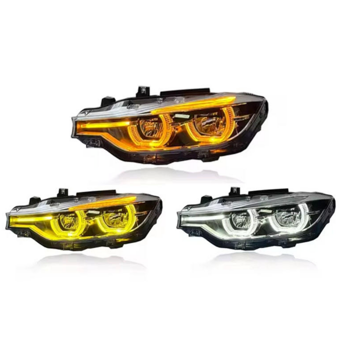 F30 3-Series LCI Style Switchback Headlights White/Yellow/Amber - F30 3-Series 320i 328i 330i 335i 340i