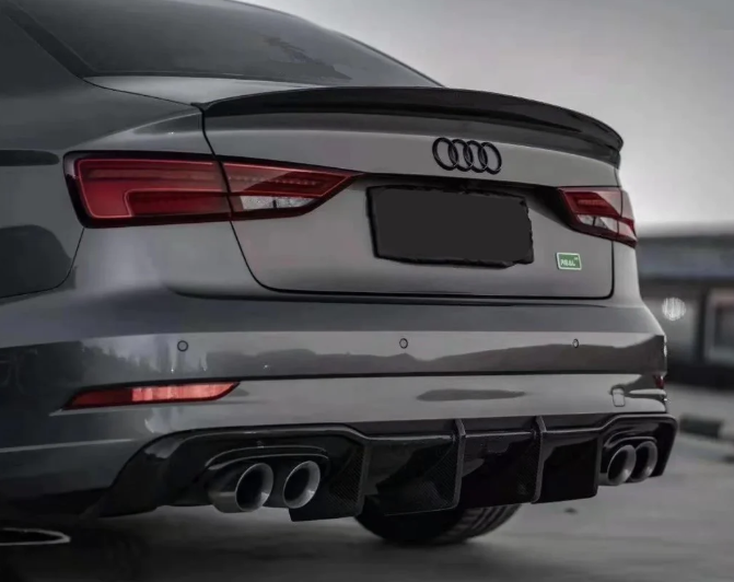 Carbon Fiber Big Fin Style Diffuser - Audi A3 S3 S-Line 17-20