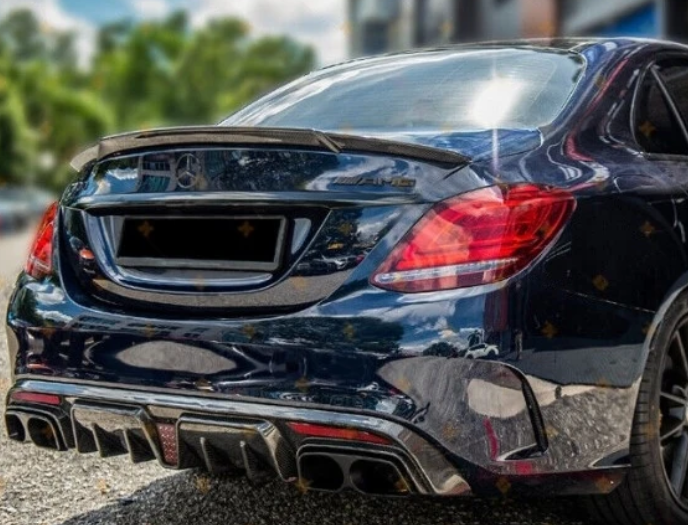 Carbon Fiber B Style Rear Diffuser W/ LED Light - Mercedes-Benz W205 C63 C43 C300 & More