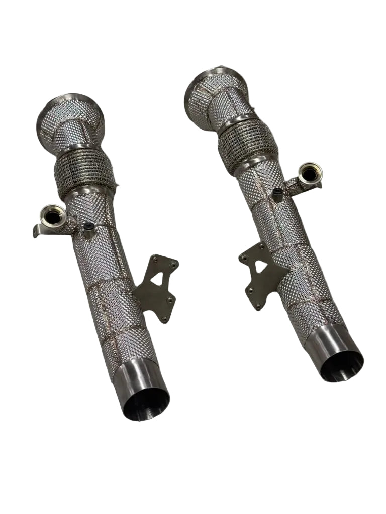 296 Catless Race Downpipe W/ Heat Shield - Ferrari 296 GTB GTS 2022+