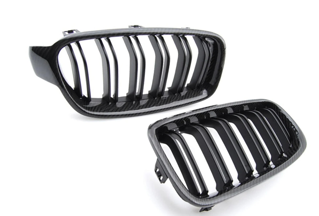 Carbon Fiber Dual Slat Front Grilles (BMW F30 3 Series) - MidWest Bimmer Supply