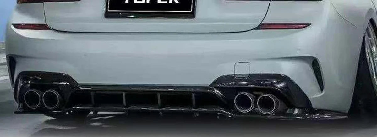 G20 Gloss Black Y Style Quad Tip Rear Diffuser - G20 3-Series PRE LCI