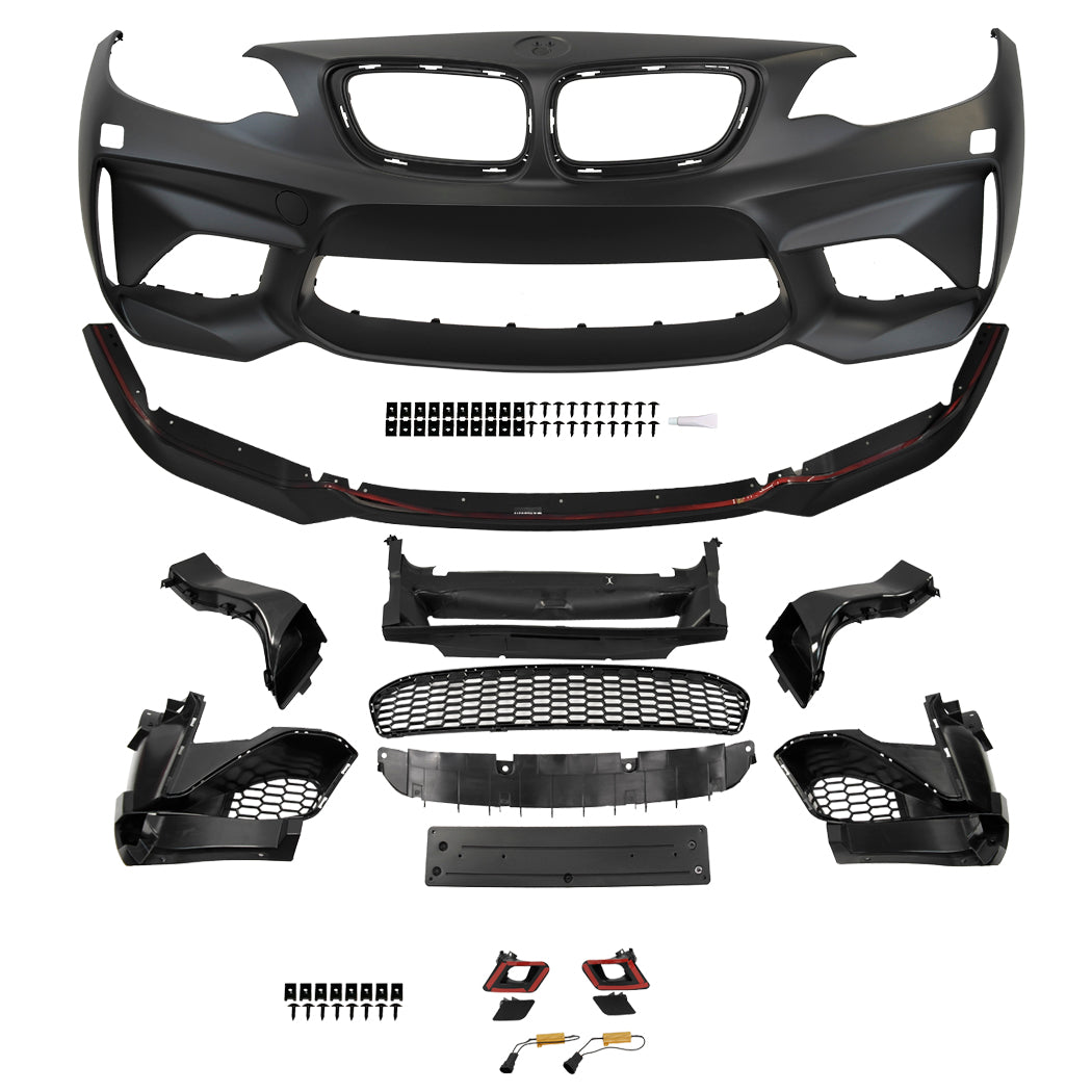 2013-2019 F22/F23 BMW M2 Style Front Bumper w/o PDC Holes w/ Front LIP