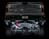 AWE 0FG Catback Split Rear Exit Exhaust for 4th Gen Silverado/Sierra 1500 6.2L (With Bumper Cutouts) - Quad Chrome Silver Tips (3015-42203)