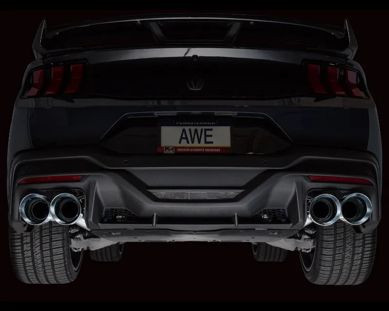 AWE Track Edition Exhaust for S650 Ford Mustang Dark Horse - Quad Chrome Silver Tips (3020-42375)