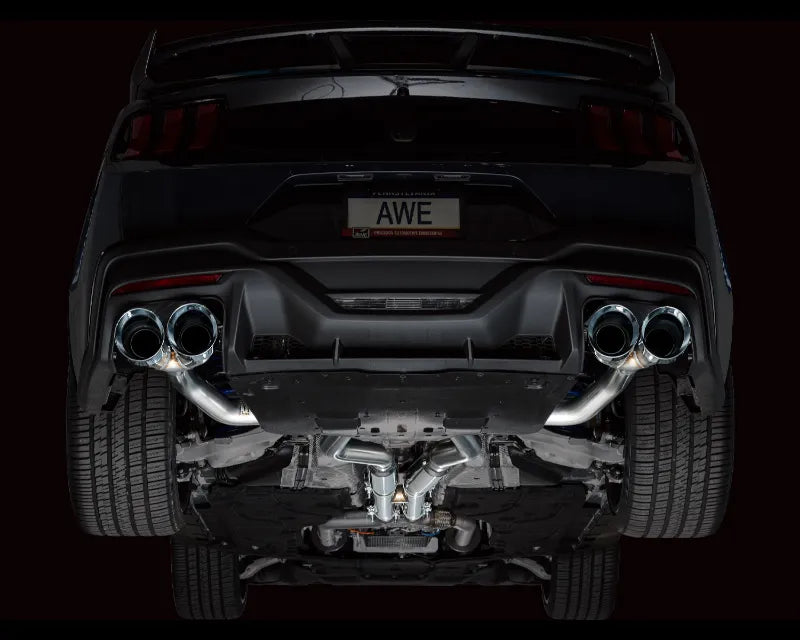 AWE Track Edition Exhaust for S650 Ford Mustang Dark Horse - Quad Chrome Silver Tips (3020-42375)
