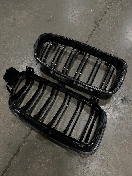 Carbon Fiber ABS Dual Slat Front Grilles (BMW F30 3 Series)
