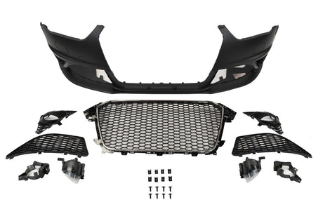 2013-2016 B8.5 Audi A4, RS4 Style Front Bumper W/ Chrome Grille