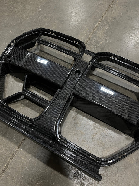 CSL Style Dry Carbon Fiber Front Grille With ACC (BMW G80/G82/G83 M3/M4) - MidWest Bimmer Supply