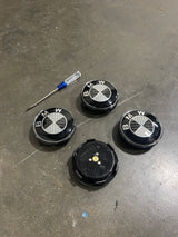 BMW Floating Wheel Center Caps Black/White Carbon Fiber