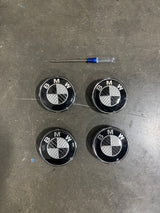 BMW Floating Wheel Center Caps Black/White Carbon Fiber