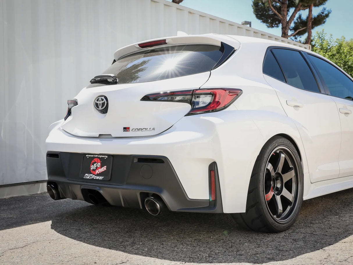 aFe Power Gemini XV 3 IN to 2-1/2 IN 304 Stainless Steel Cat-Back Exhaust System w/ Cut-Out Carbon Fiber | 2023+ Toyota GR Corolla (49-36067-C)