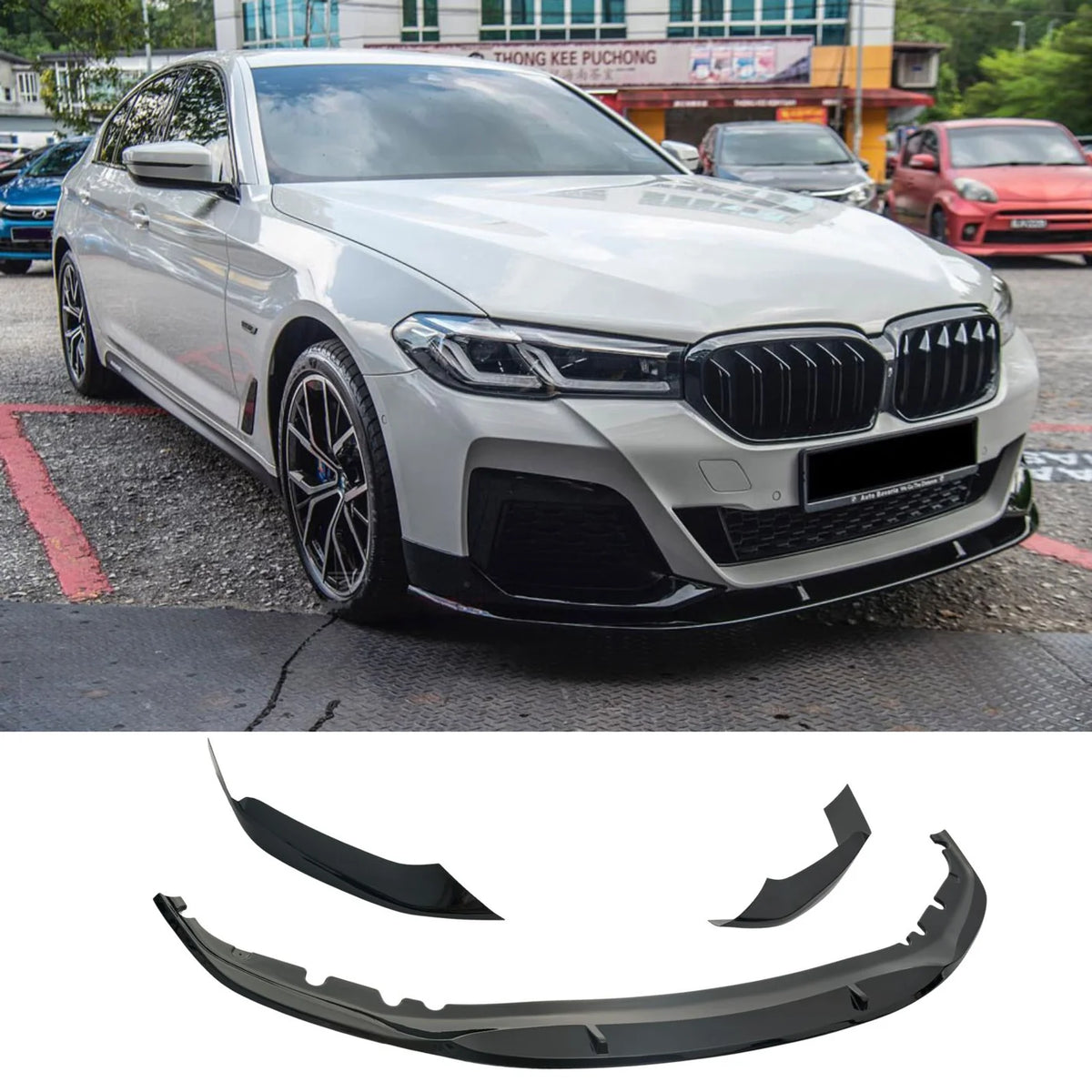 G30 5-Series LCI Gloss Black MP Style 3pc Front Lip - G30 5-Series M Sport