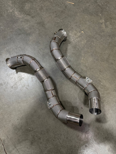 MBS N63 Catless Downpipes w/ Heatshield - G30 M550i 850i 2018-2023