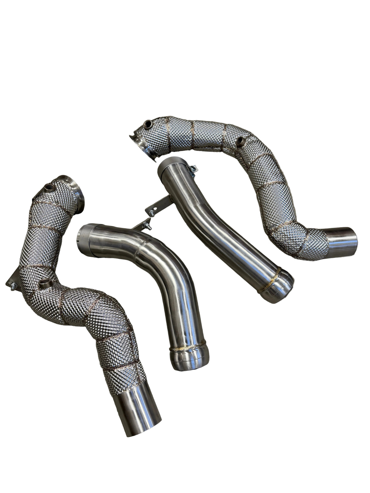 E63 Catless Race Downpipe W/ Heat Shield - Mercedes-Benz W213 E63 E63S AMG 4.0 M177