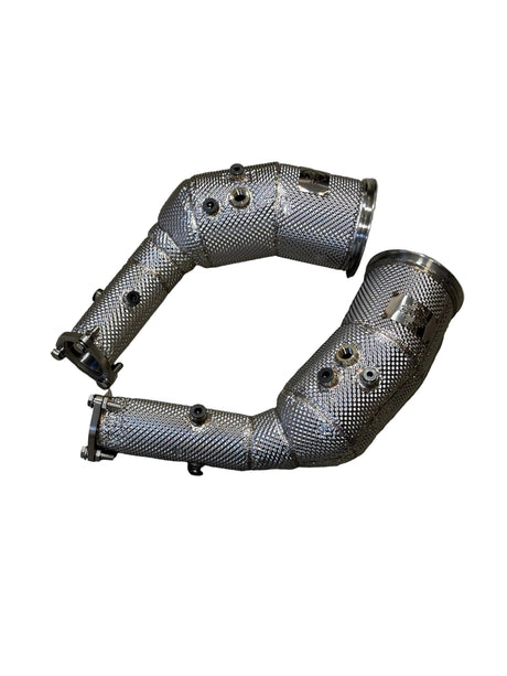 RS6 C8 Catless Race Downpipe W/ Heat Shield - Audi RS6 C8 4.0T