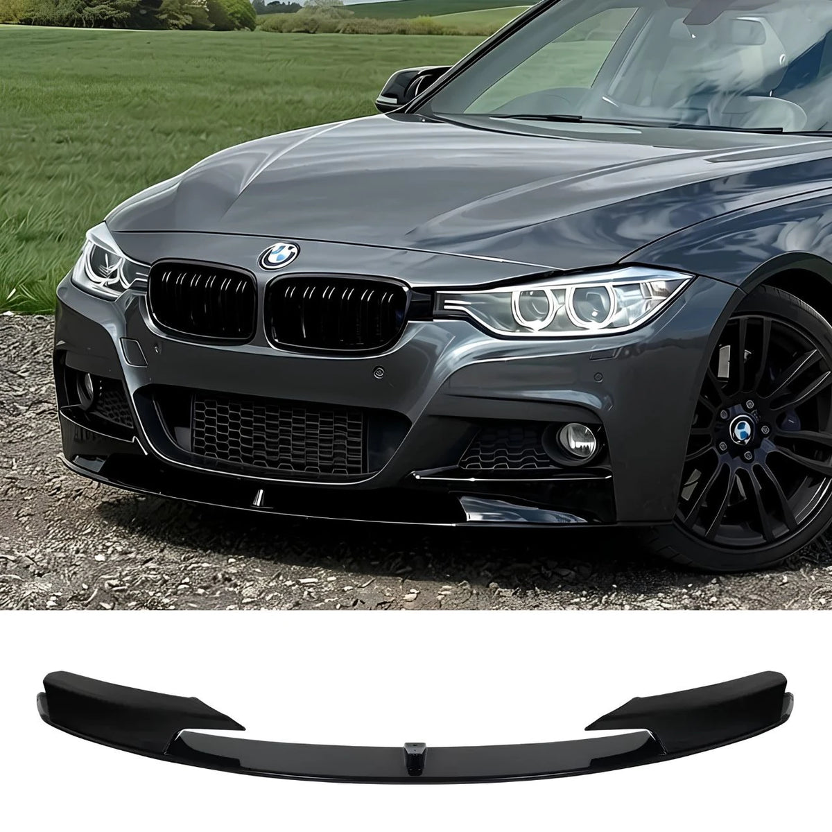 F30 Gloss Black M Performance Style Front Lip 4pc - F30 3-Series
