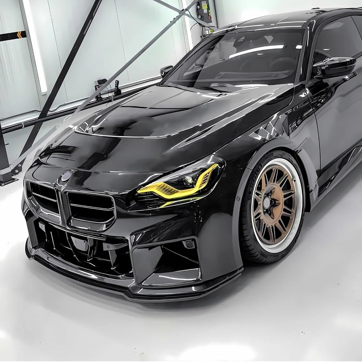 G87 M2 Gloss Black V Style 3pc Front Lip - G87 M2