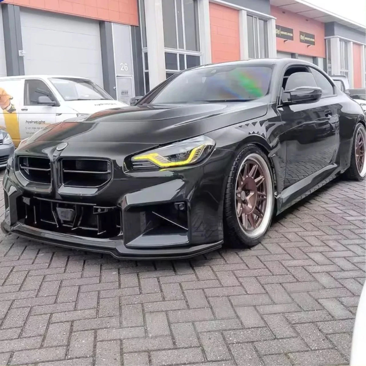 G87 M2 Gloss Black V Style 3pc Front Lip - G87 M2