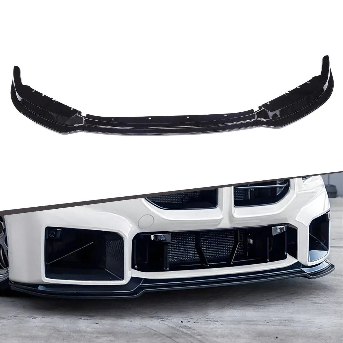 G87 M2 Gloss Black V Style 3pc Front Lip - G87 M2