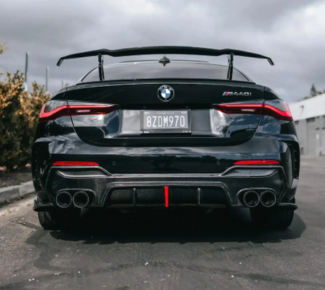 G22 Carbon Fiber K Style Rear Diffuser W/ LED Light - G22 G23 4-Series