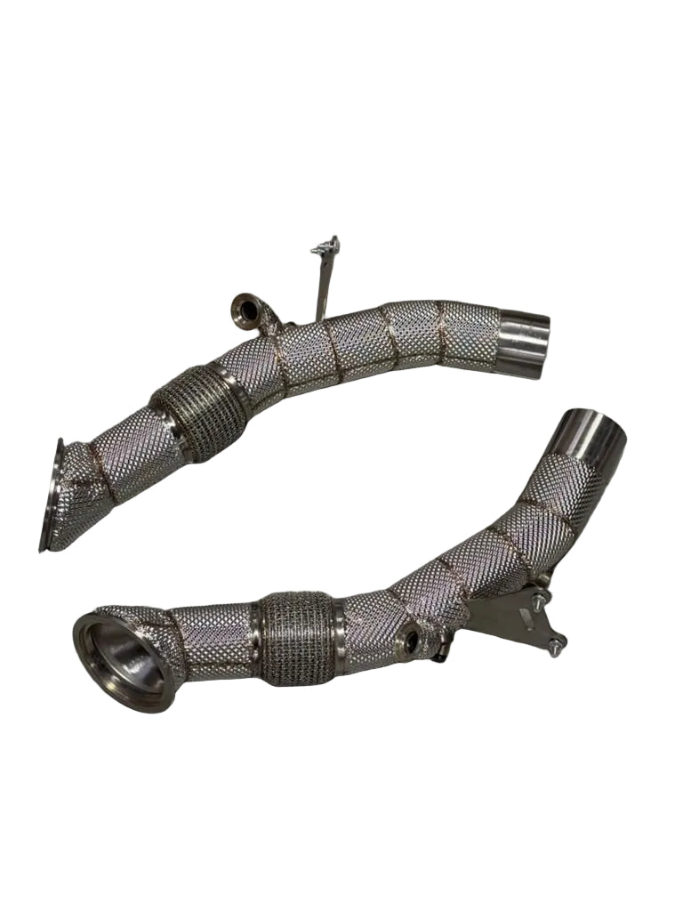 SF90 Catless Race Downpipe W/ Heat Shield - Ferrari SF90 Stradale Spider 2020-2025