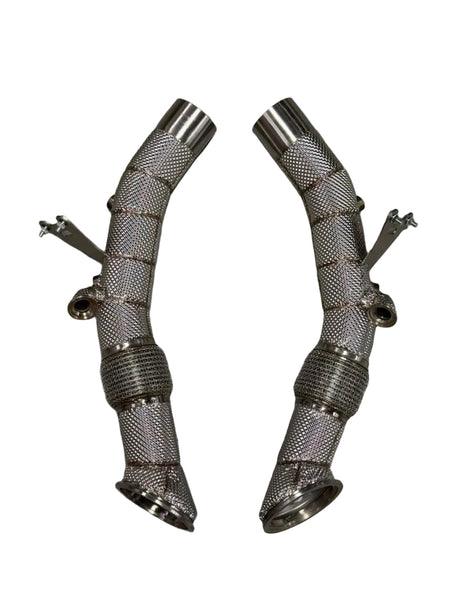 SF90 Catless Race Downpipe W/ Heat Shield - Ferrari SF90 Stradale Spider 2020-2025