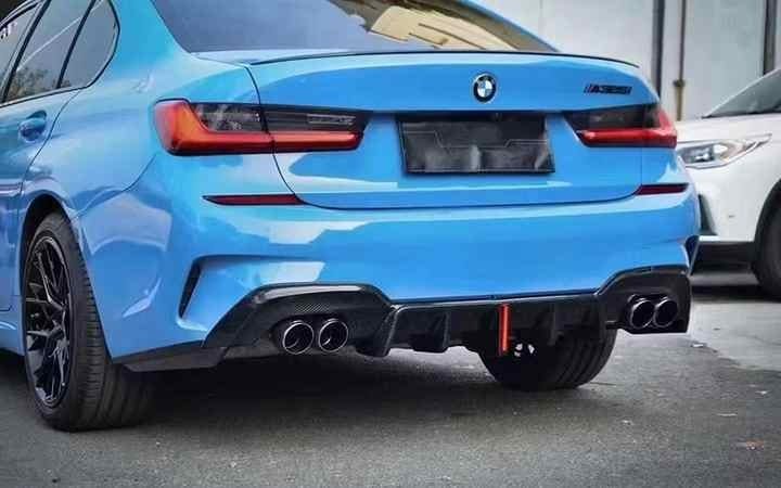 G20 K Style Carbon Fiber Rear Diffuser w/Led Light - G20 3-Series PRE LCI